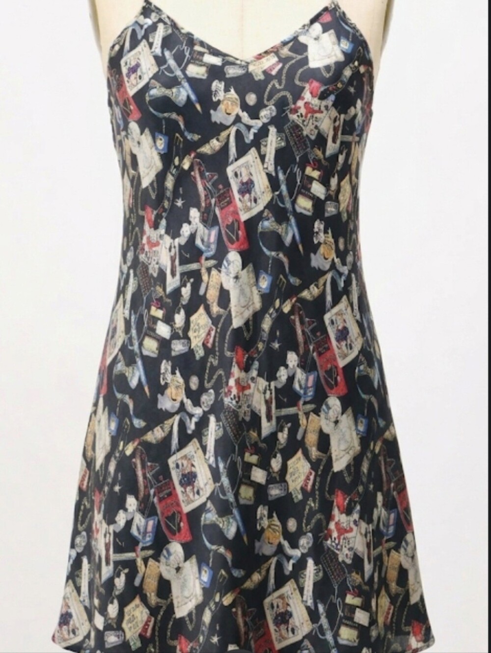 Nicole Miller Black Multi Print Slip Mini Dress